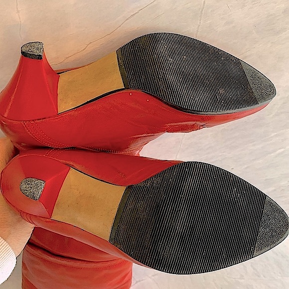 Vintage 70’s burnt orange leather boots with shearling lining small heel size 6 - Picture 7 of 12